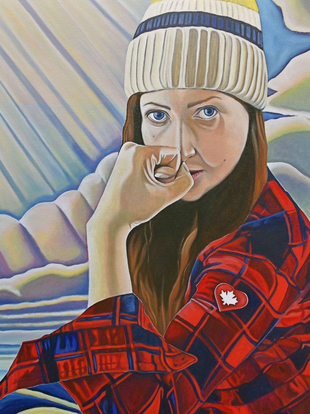 Canadian pop art painting showing toque and plaid shirt