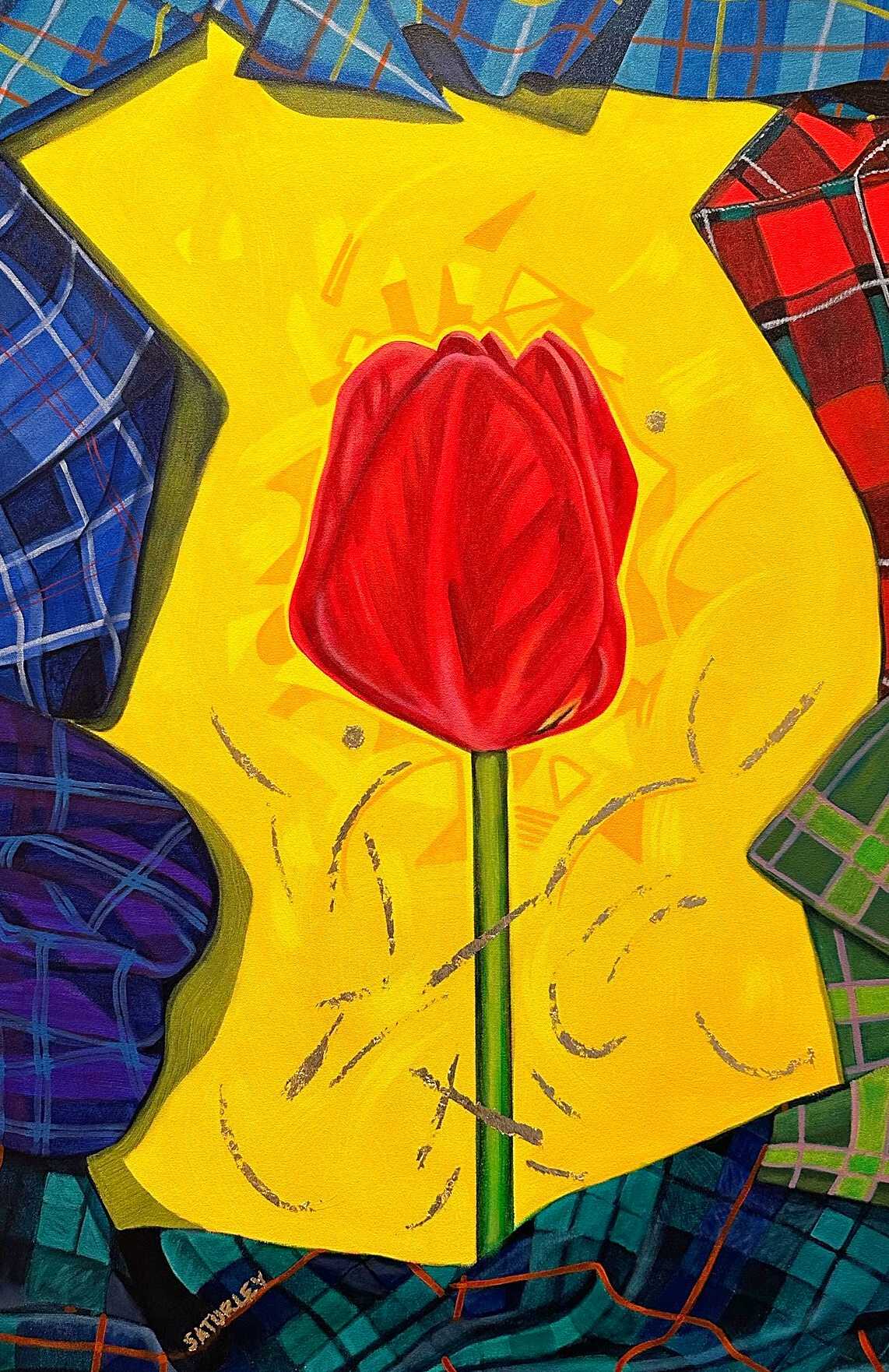 Tartan and tulip painting