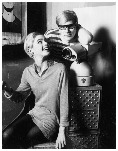 Edie Sedgwick and Andy Warhol on the set of Ciao! Manhattan (1972)